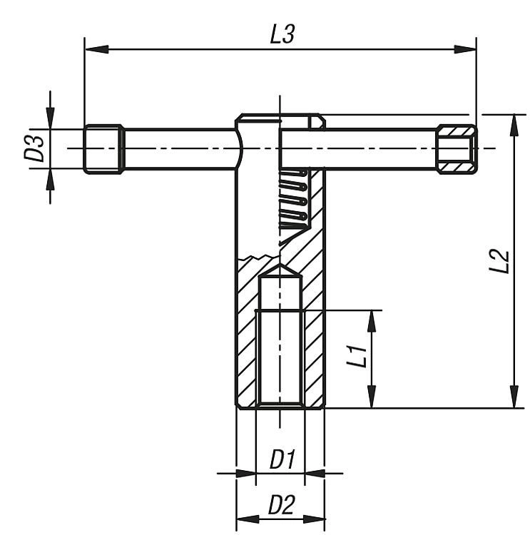 Tommy Bar. M10 Fixed T Bar. Steel.
