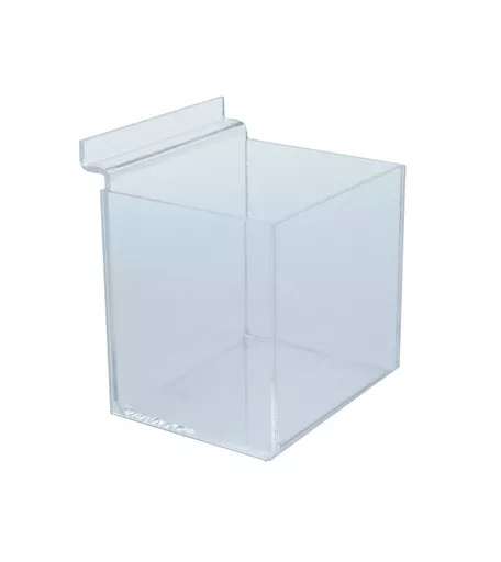 Clear Acrylic Mini Bin for Slatwall - 10cm x 8.5cm x 10cm
