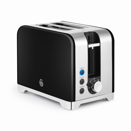 Swan Black Solace 2 Slice Stainless Steel Toaster