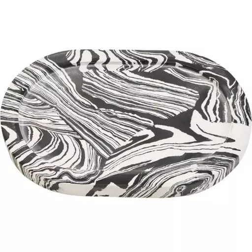 Oval Tray, Damira, Black and White