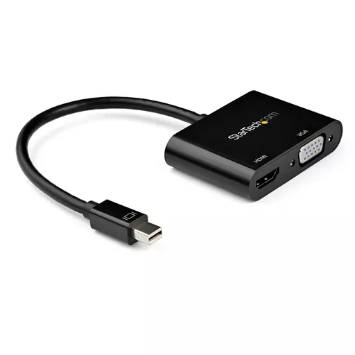 StarTech.com Mini DisplayPort to HDMI VGA Adapter - mDP 1.2 HBR2 to HDMI 2.0 (4K 60Hz) or VGA 1080p Video Converter Dongle - Mini DP to HDMI or VGA Monitor - Thunderbolt 2 Compatible