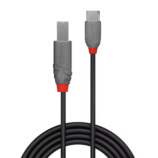 Lindy 3m USB 2.0 Type C to B Cable, Anthra Line