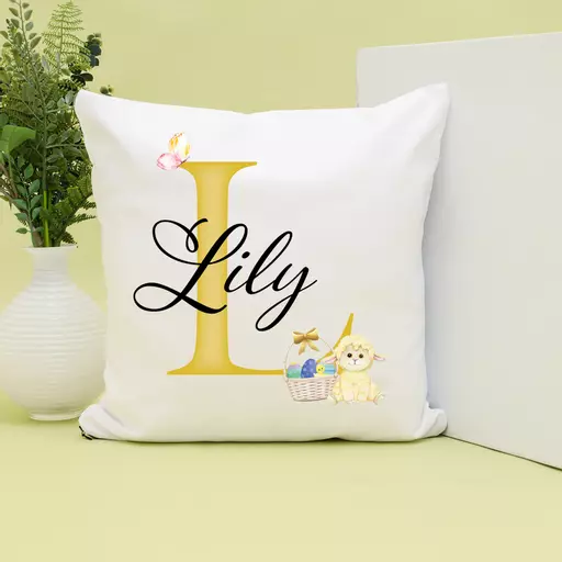 Personalised Yellow Easter Cushion