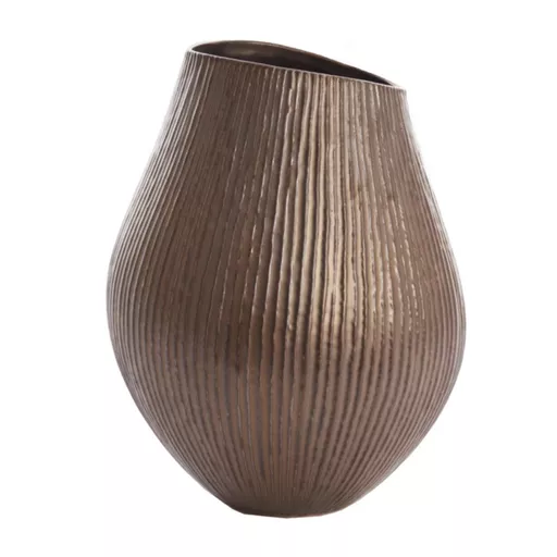 Vase, Fili, ceramic, ribbed textured bronze, medium