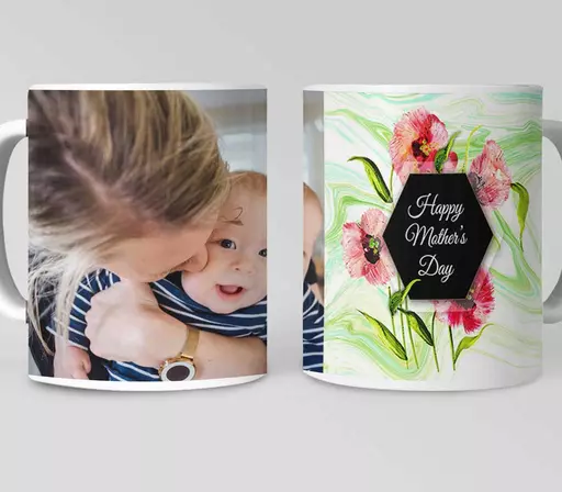 Personalised Mother's Day Mug with Poppies Design- Add Message