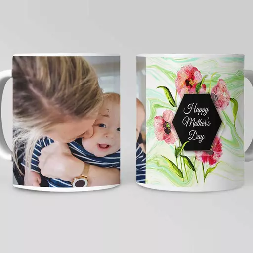 Personalised Mother's Day Mug with Poppies Design- Add Message