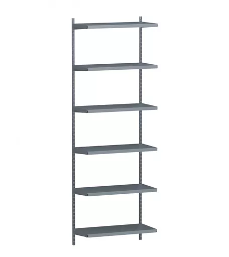 1980mm Silver Twin Slot Shelving Kit with 6 x 60cm Silver Metal Shelves