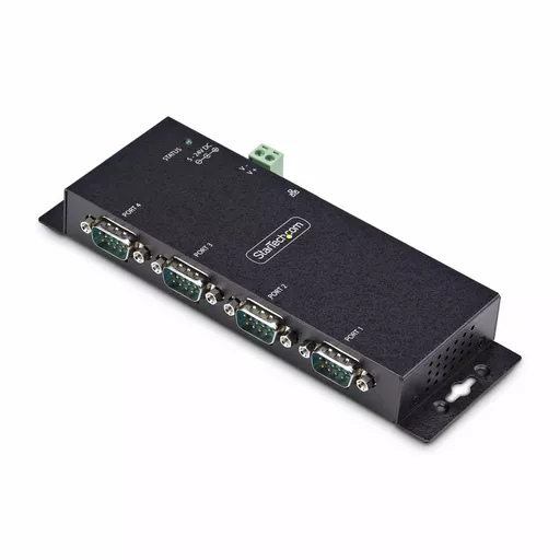 StarTech.com 4-Port Serial to Ethernet Adapter, IP Serial Device Server For Remote RS232 Devices, Wall/DIN Rail Mountable, Metal Housing, RJ45 LAN to DB9 Serial Converter