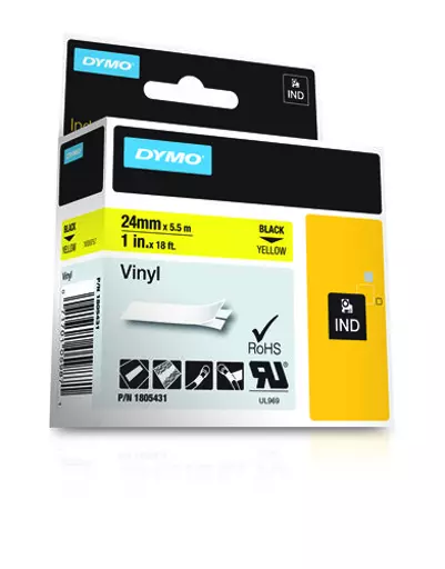 Dymo 1805431 Ribbon Vinyl black on yellow 24mmx5,5m for Dymo Rhino 6-24mm