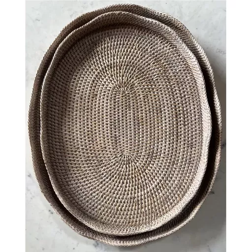 Rattan Scallop Oval Tray - Large