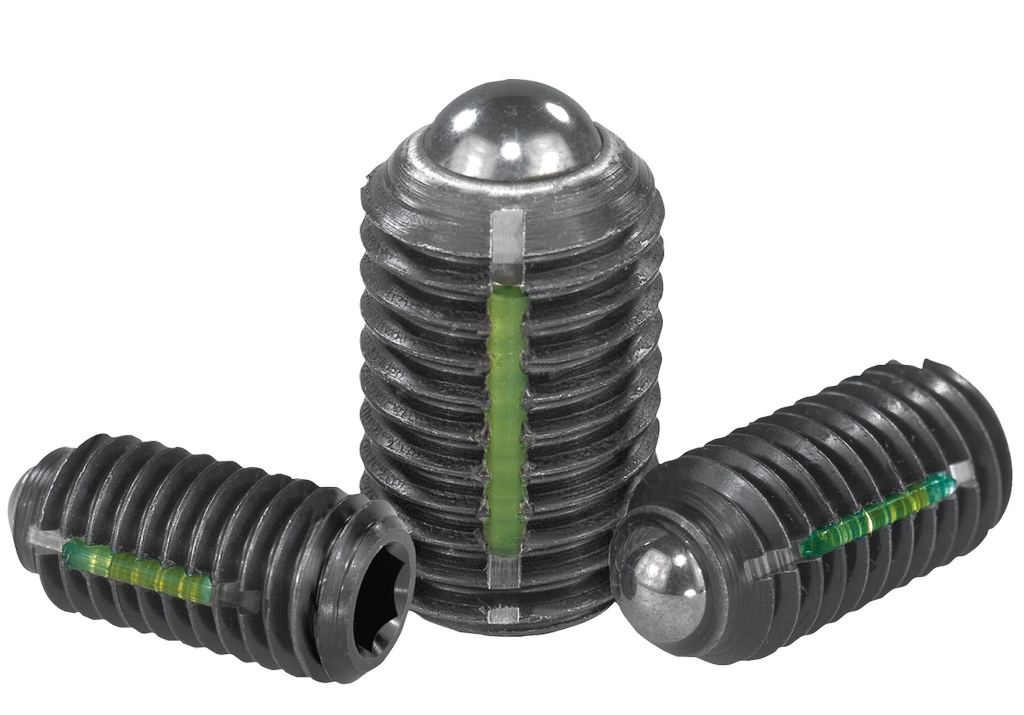 K0325 Inch - Spring Plungers With Hex Socket And Ball In Steel With Thread Lock