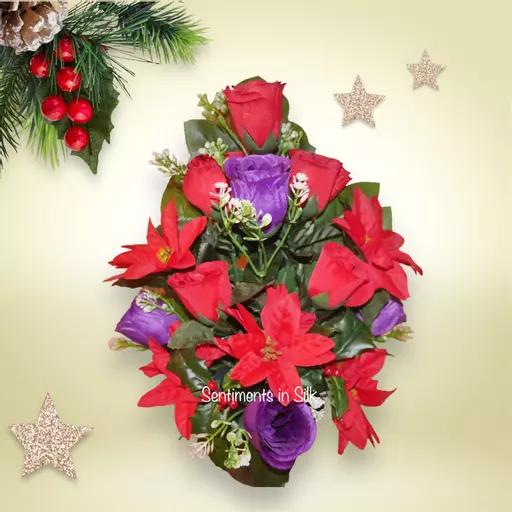 CHRISTMAS FLAT BACK GRAVE POT - SINGLE OR TWIN PACK
