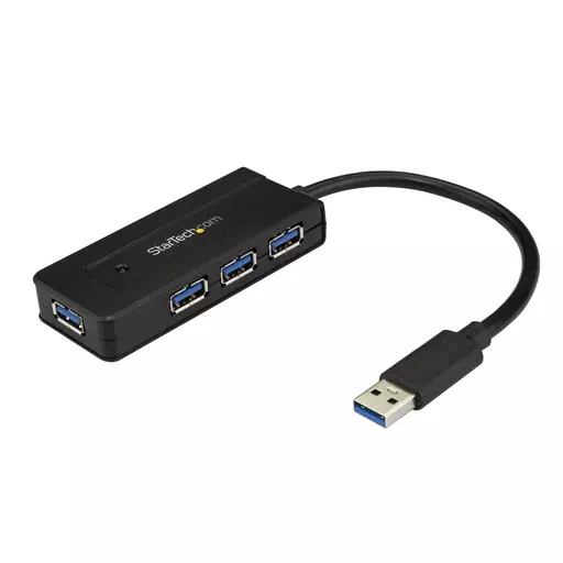 StarTech.com 4 Port USB 3.0 Hub (SuperSpeed 5Gbps) with Fast Charge – Portable USB 3.1 Gen 1 Type-A Laptop/Desktop Hub - USB Bus Power or Self Powered for High Performance – Mini/Compact~4 Port USB 3.0 Hub (SuperSpeed 5Gbps) with Fast Charge – Porta