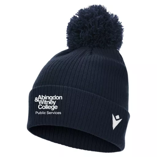 Abingdon&WitneyCollege_PublicServices_SnowBobbleHat_Navy_Front.png