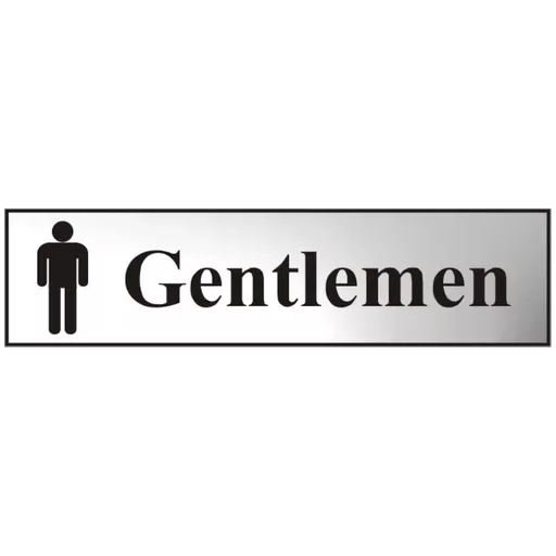 ASEC `Gentlemen` 200mm x 50mm Chrome Self Adhesive Sign