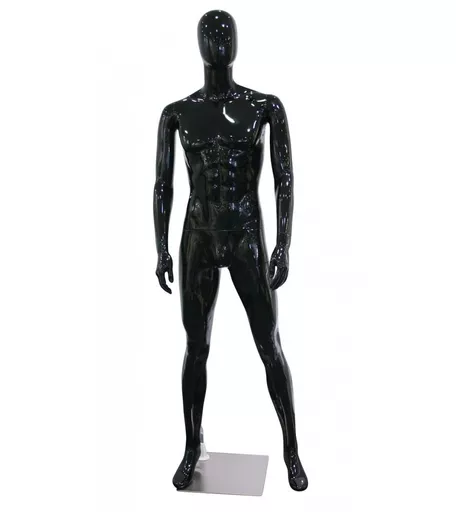 Gloss Black Male Faceless Mannequin - Legs Astride