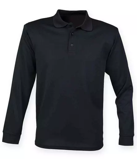 Henbury Unisex Long Sleeve Coolplus® Piqué Polo Shirt