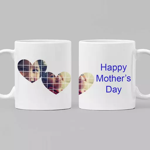 Personalised Hearts Photo Mug - Add Photos & Name