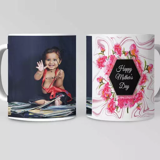 Personalised Mother's Day Mug- Pink Carnations - Add Message