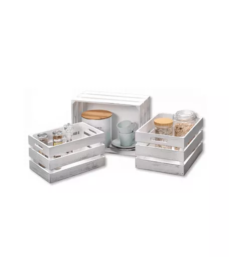 Poplar Plywood Antique White Box - Set Of 3 Various Sizes