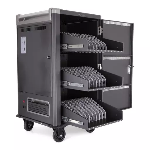 V7 Charge Cart - 30 Devices - Secure, Store and Charge Chromebooks, Notebooks and Tablets - UK Plug