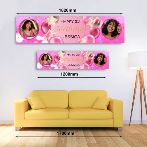 Personalised Banner - Bright Pink Balloons Photo Banner