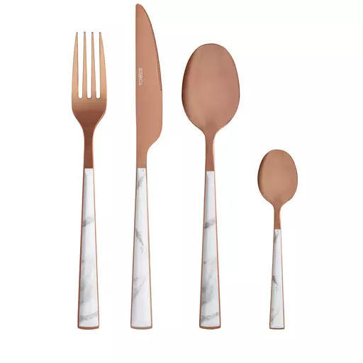 Marble Rose Gold 16 Piece Stainless Steel Cutlery Set