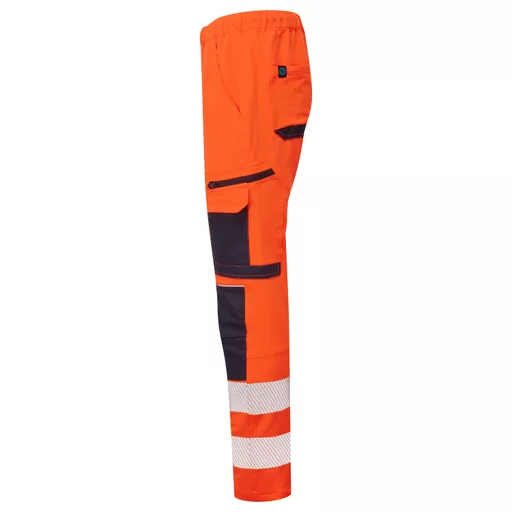 SYH-502-System-Hi-Vis-Orange-Navy-Eco-Stretch-Jogger-Trousers-Left With Segmented Tape.png