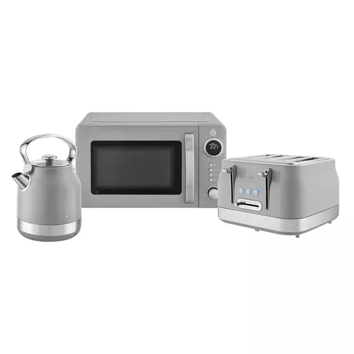 Swan Retro 1.7L Kettle, 4 Slice Toaster and Digital Microwave Set