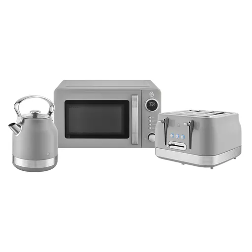 Swan Retro 1.7L Kettle, 4 Slice Toaster and Digital Microwave Set