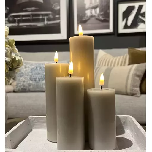 *LED Pillar Candle - Latte - 5cm width - 4 sizes available.