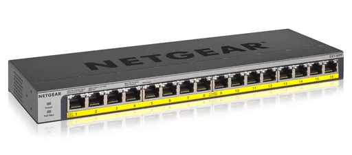 NETGEAR GS116PP Unmanaged Gigabit Ethernet (10/100/1000) Power over Ethernet (PoE) Black