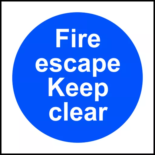 ASEC `Fire Escape Keep Clear` Sign 100mm x 100mm