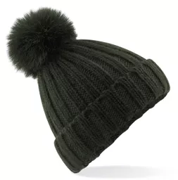 Verbier Faux Fur Pop Pom Chunky Beanie