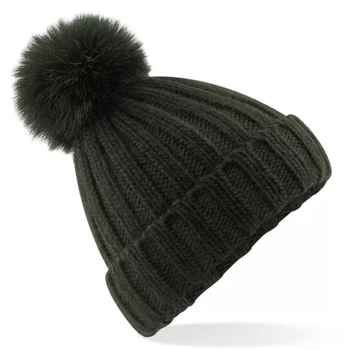 Verbier Faux Fur Pop Pom Chunky Beanie