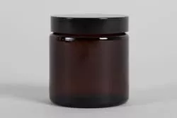 Jar, 120ml, Amber Glass Extra Wide Neck with Black Urea Screw Caps