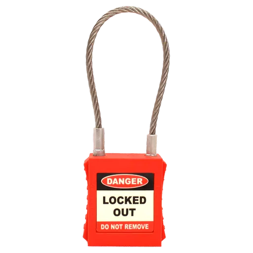 ASEC Safety Lockout Tagout Padlock with Wire Shackle