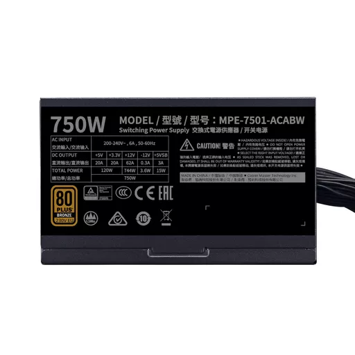 Cooler Master MWE 750 Bronze 230V V2 power supply unit 750 W 24-pin ATX ATX Black