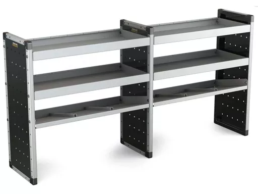 Trade Van Racking Double Unit - 2 Straight, 1 Angled Per Bay - H1279mm x W2466.5mm (1183mm & 1183mm)