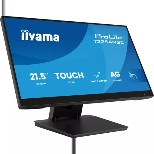 iiyama 21.5” Optical Bonded PCAP 10pt touchscreen monitor featuring IPS panel technology, Anti Glare coating, active stylus support (MPP 2.0) and edge-to-edge glass