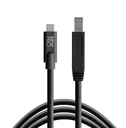 TetherPro USB-C to 3.0 Male B, 4.6M Cable Black or Orange
