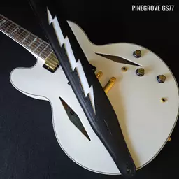 GS77 black white lightning guitar strap Pinegrove 102422p.jpg