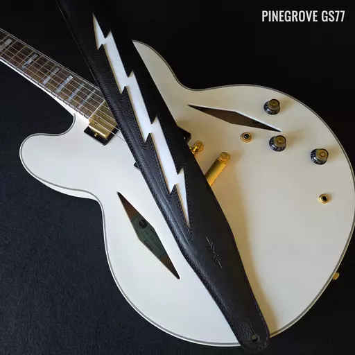 GS77 black white lightning guitar strap Pinegrove 102422p.jpg