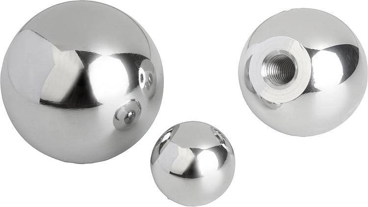 K0650 - Threaded & Reamed Hole Ball Knobs In Aluminium & Stainless Steel