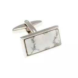 Howlite Marble Cabochon Rectangular Cufflinks (2)