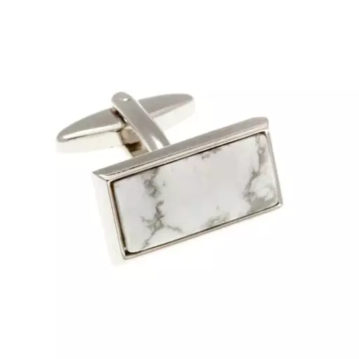 Howlite Marble Cabochon Rectangular Cufflinks (2)