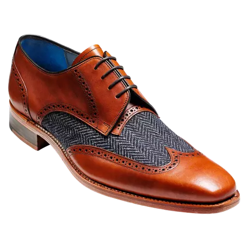 Barker Shoes. Jackson - Cedar Calf/Blue Tweed