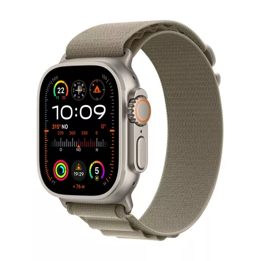 Apple Watch Ultra 2 GPS + Cellular, 49mm Titanium Case w/ Olive Alpine Loop - Medium