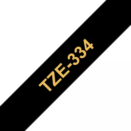 Brother TZE-334 DirectLabel gold on black Laminat 12mm x 8m for Brother P-Touch TZ 3.5-18mm/6-12mm/6-18mm/6-24mm/6-36mm