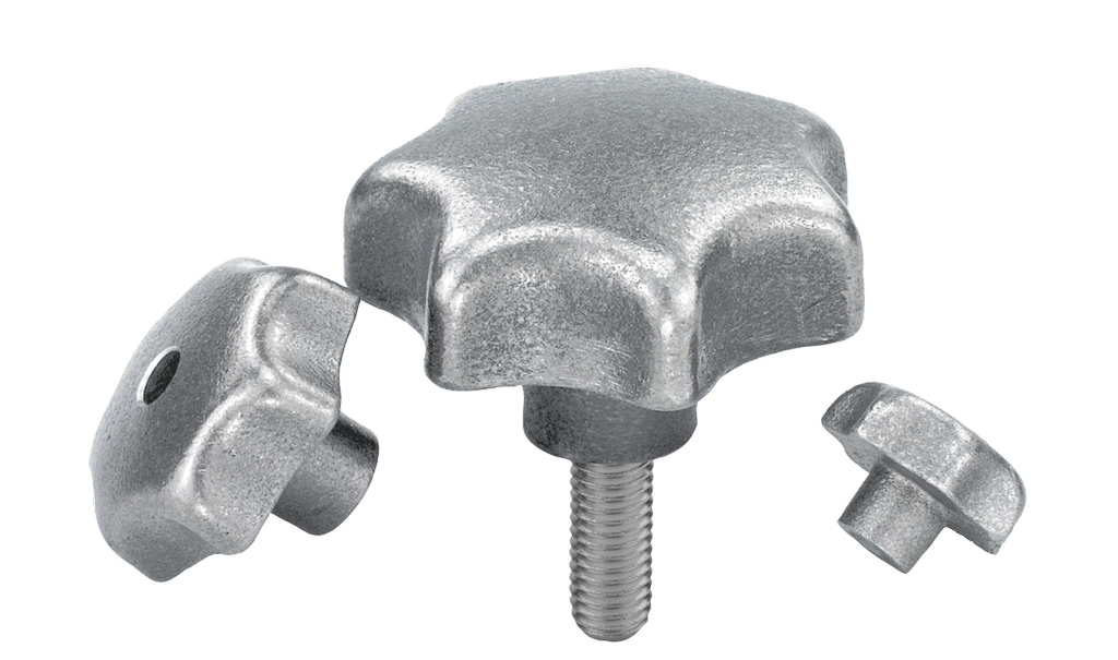 K0151 Inch - Star Knobs In Cast Iron Four Hole Types